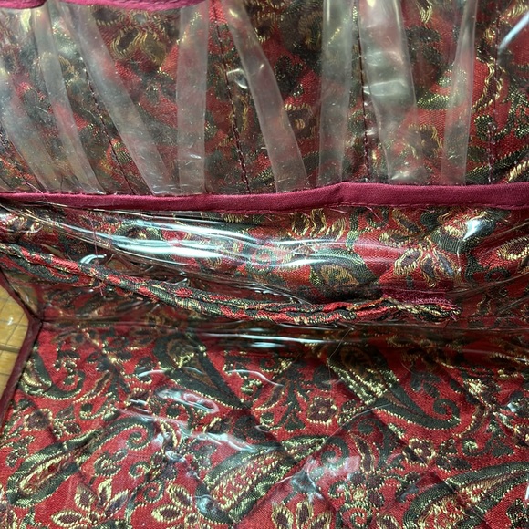 Travel Makeup Cosmetics Jewelry Bag Red Paisley Quilt Large 10”Lx8.25”Wx4”D GUC - Picture 17 of 17